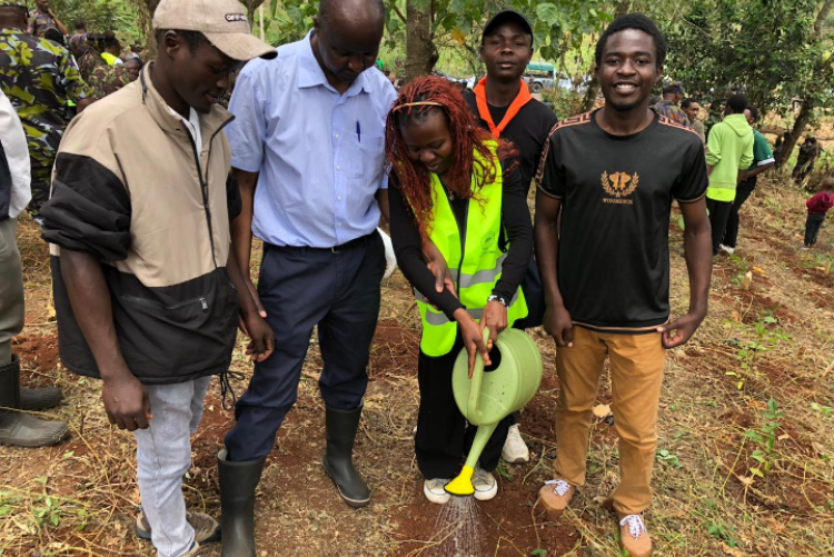 UNGSS mazingira day 2024 Tree planting and watering Exercise.